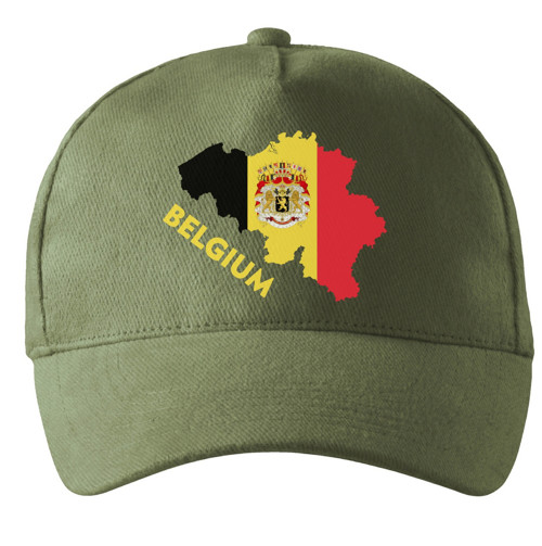 Kšiltovka s vlajkou Belgie khaki