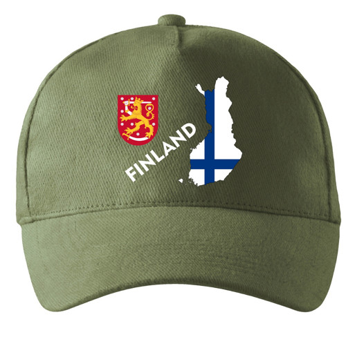 Kšiltovka s vlajkou Finsko , Finland khaki