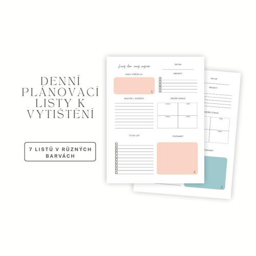 Denní plánovací listy - PDF k vytištění