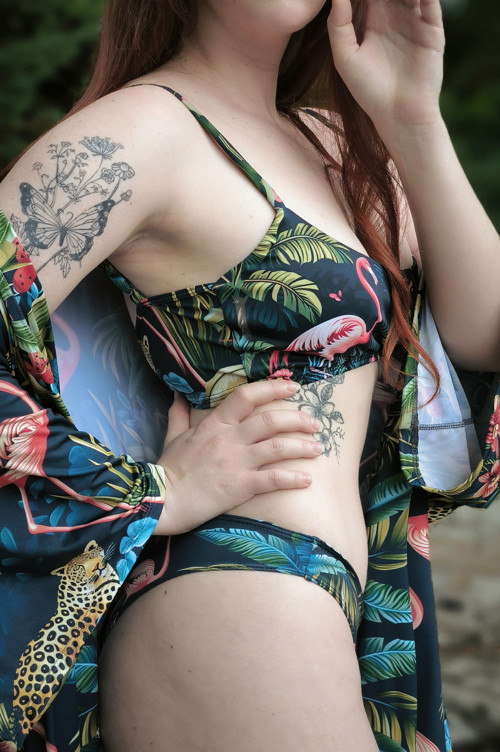 Flamingo- bandeau lace plavky