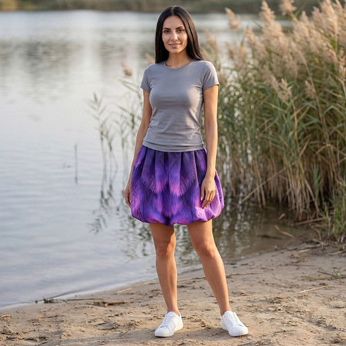 Balónová sukně BELLA - fialová pírka