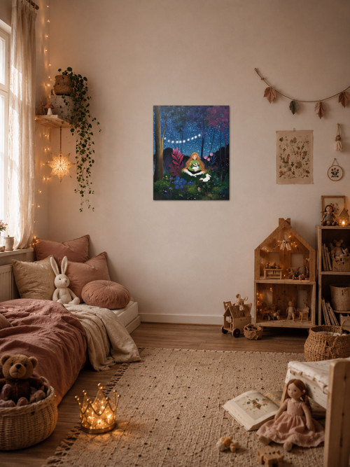 Reprodukce na plátně "Noc v kouzelném lese " 30x40