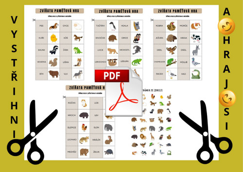 Vystřihni a hraj si - paměťová hra Pdf k tisku