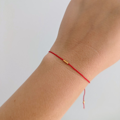 Náramek BASIC SILK (-) Luxury 24K Gold ed. - red