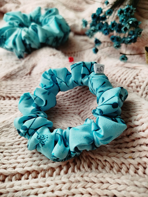 Gini HEDVÁBNÁ scrunchie S - TURQUOISE