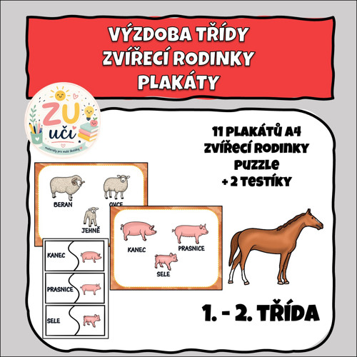 Zvířecí rodinky - Farma - Plakáty + puzzle