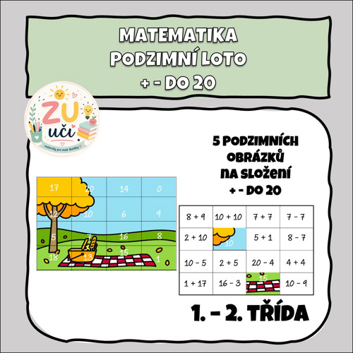 Podzimní loto - Sčítání a odčítání do 20
