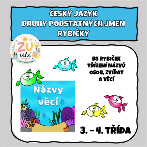 Procvičování podstatných jmen - rybičky