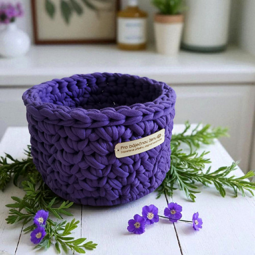 Háčkovaný košík Ø 12.5 | Purple Rain