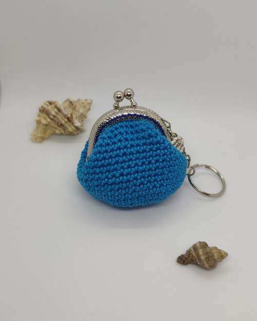 Háčkovaná mini peněženka - modrá