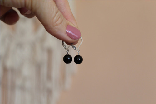 Náušnice nerez. ocel, 8mm onyx