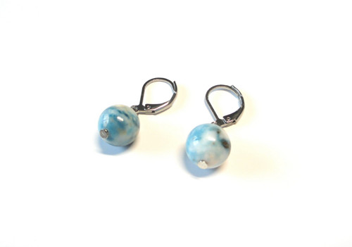 Larimar - náušnice z minerálů