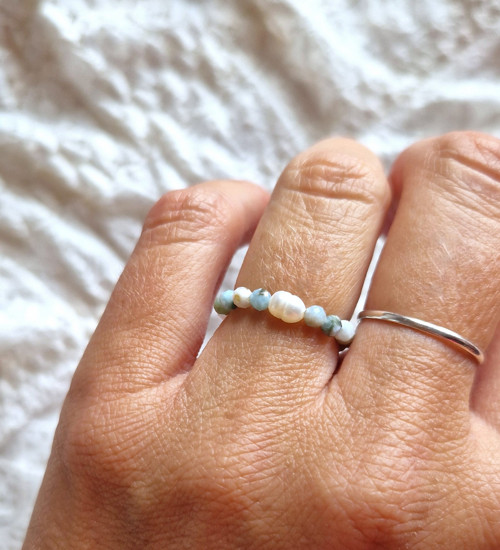 Larimar*perla*broušený*0,3 cm*prsten — foto 1