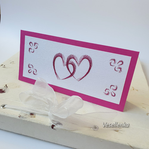 Svatební přání na peníze, růžovobílé
