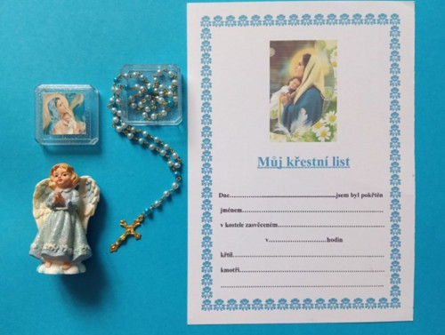 Dárková sada ke křtu modrá
