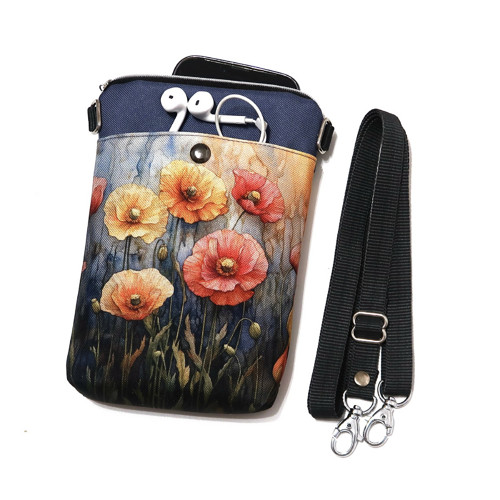 BAREVNÉ VLČÍ MÁKY - taštička crossbody na mobil