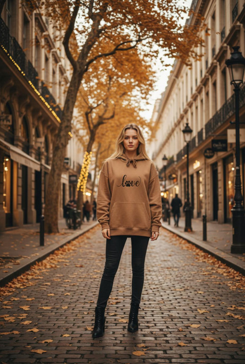 Mikina s kapucí vyšívaná LOVE