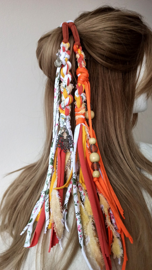 Textilní hairwrap do vlasů na gumičce 2x