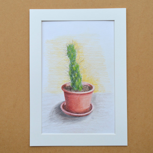 Originál - kaktus polychromem 29,5 x 21cm