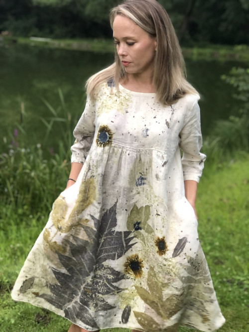 Midi lněné šaty Luna natural