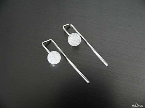 Stříbrné 925 Naušnice Práskaný křišťál wire