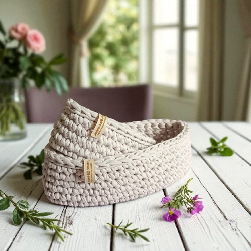 Háčkované košíky | Latte Pearls | Plexi