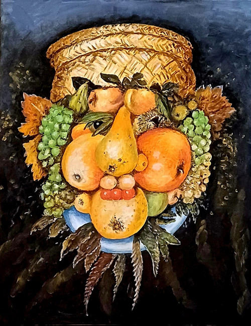 "Košík s ovocem" . Obraz podle Giuseppe Arcimbolda