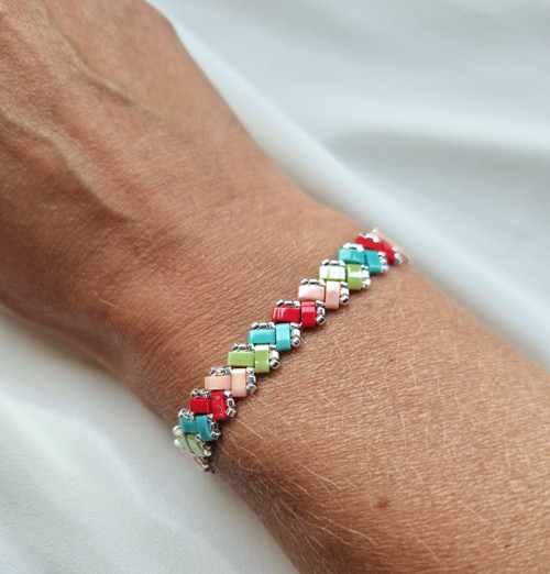 RUČNĚ ŠITÝ náramek Miyuki TILA COLOURFUL