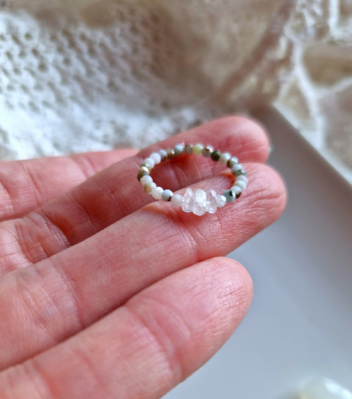 Larimar*měsíční kámen*0,2 cm*prsten