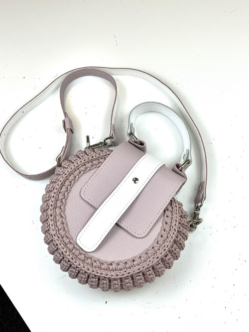Háčkovaná kabelka/ Crossbody 'TOY BAG' / Starorůžo