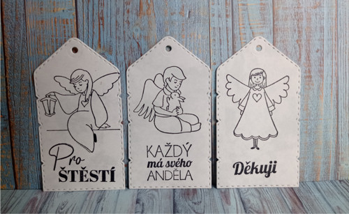 Visačky, jmenovky - anděl