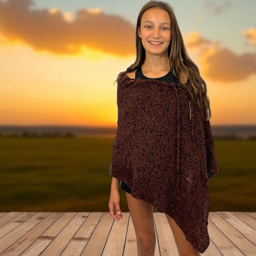 Pletené pončo “Chenille” — foto 1