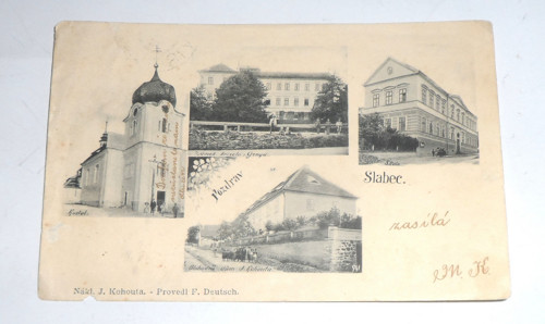 Starožitná POHLEDNICE • Pozdrav ze Slabec / Slabce