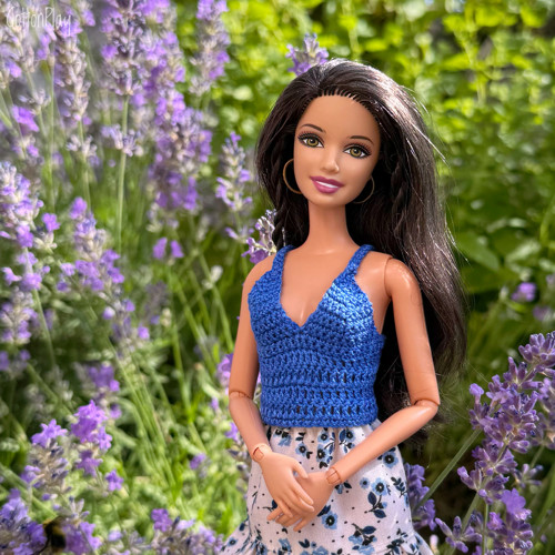 Barbie - modrý háčkovaný top