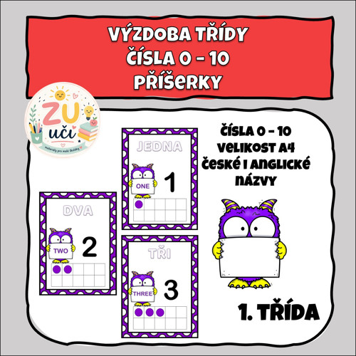 Výzdoba třídy - Čísla 0-10 - Příšerky