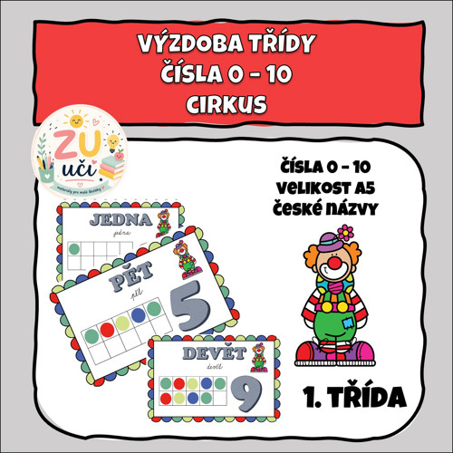 Výzdoba třídy - Čísla 1 - 10 - Cirkus