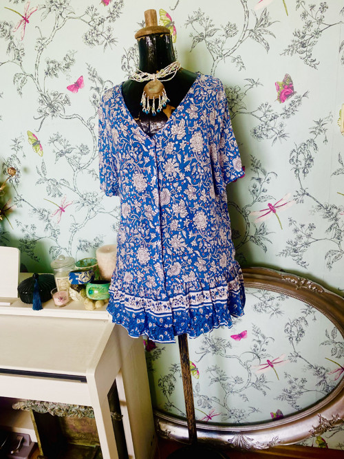 Halenka boho modrobílá — foto 1