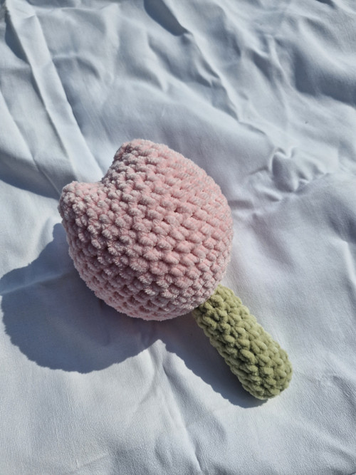 Háčkovaný tulipán růžový, 23 cm, squshi