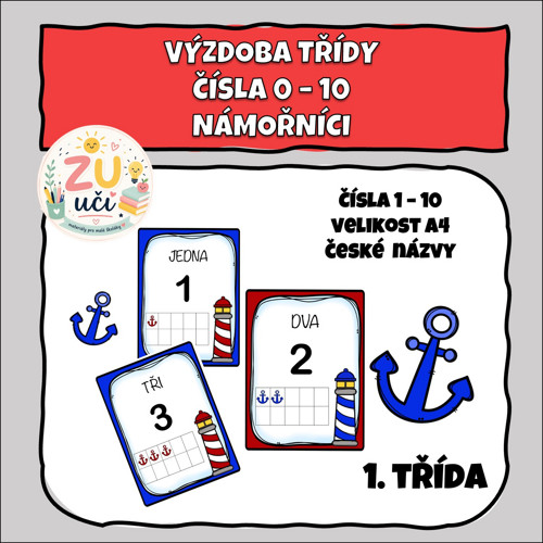 Výzdoba třídy - Čísla 0-10 - Námořníci