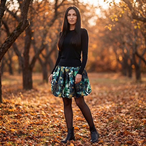 Balónová sukně BELLISSIMA - listy a větvičky