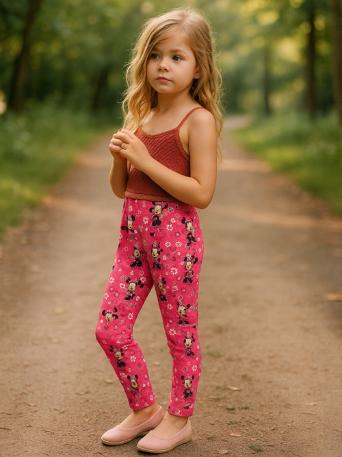 Dětské legíny Minnie na růžové