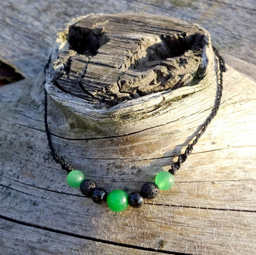 Náhrdelník / Choker B1) Nefrit Láva Onyx