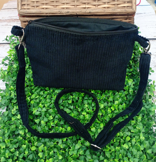 Manšestrová taška-Crossbody černá — foto 1