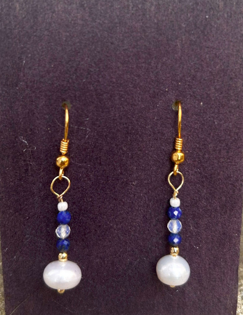 Náušnice s barokní perlou a lapis lazuli
