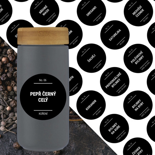 70 etiket na kořenky sada A černé