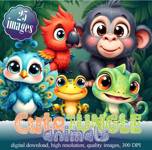 "Zvieratká z džungle" 25 motívov/digital download