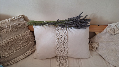 Boho dekorace na polštář / smetanová