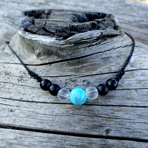 Náhrdelník Choker B3) Apatit Křišťál, 2x Onyx