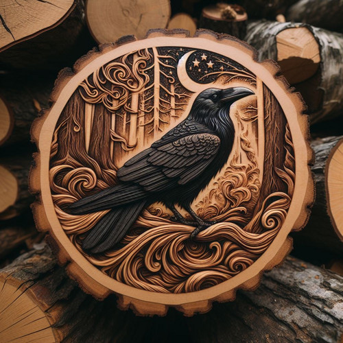 Pyrografie - Havran