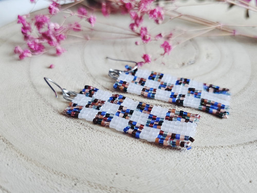 Šité náušnice Patchwork - orient